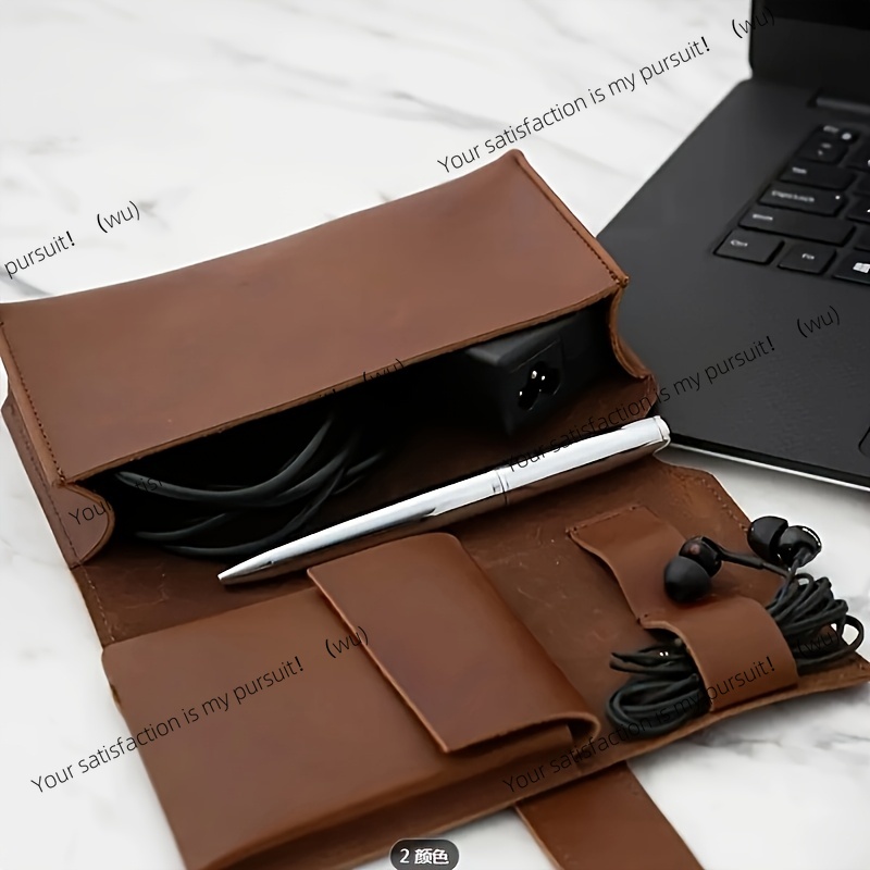 1pc PU Leather Multi-Compartme - Tech Accessories Travel Case ulasan dan harga