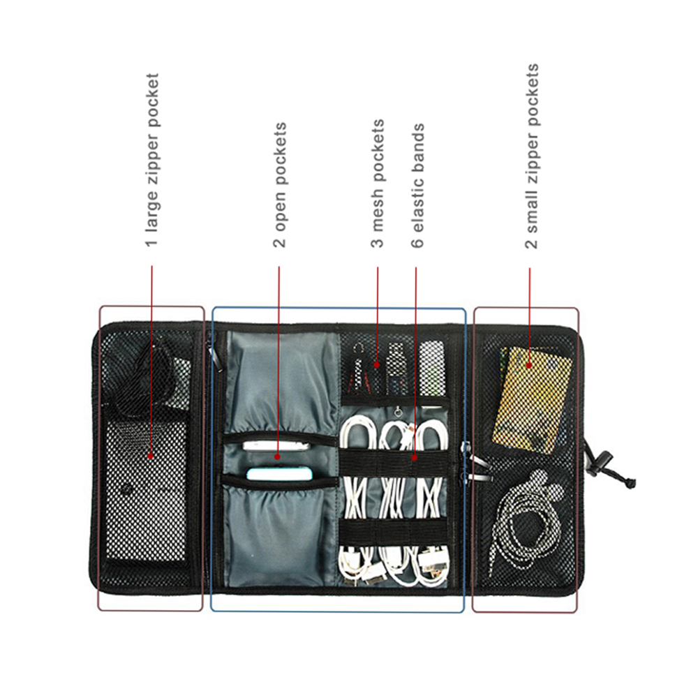 Travel Cable Storage Bag，Elect - Tech Accessories Travel Case ulasan dan harga